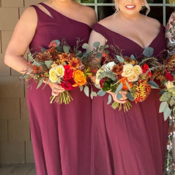 Chiffon One-Shoulder Cutout Bridesmaid Dress - Picture 3 of 5